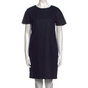Proenza Schouler Wool Navy Round Neck Shift Mini Dress Oversize